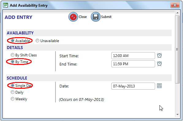 add entry dialog